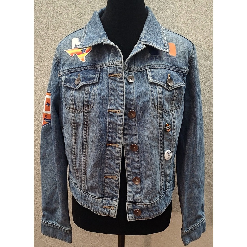 Houston Astros Juniors Large Denim Jacket Baseball Jean Jacket MLB  Original B17